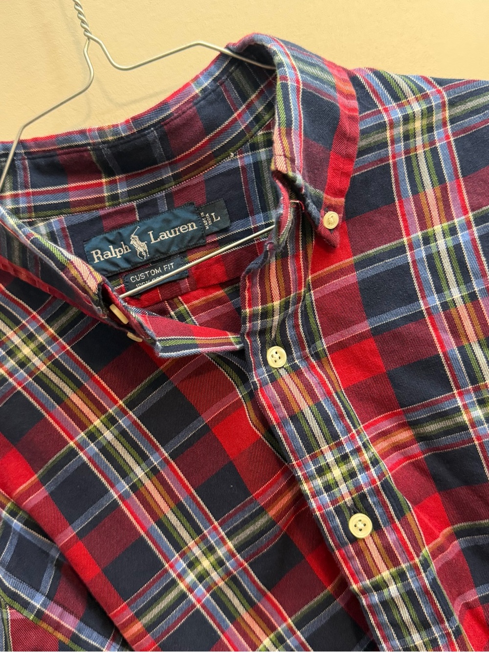 Ralph Lauren Red, Navy & Green Plaid Button-Down Shirt
